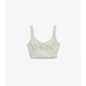 Zara Tweed Corsety Bustier Cropped Tank Top Blue White Size XS